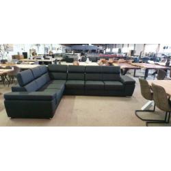 nr436 modern zwart leder design hoekbank