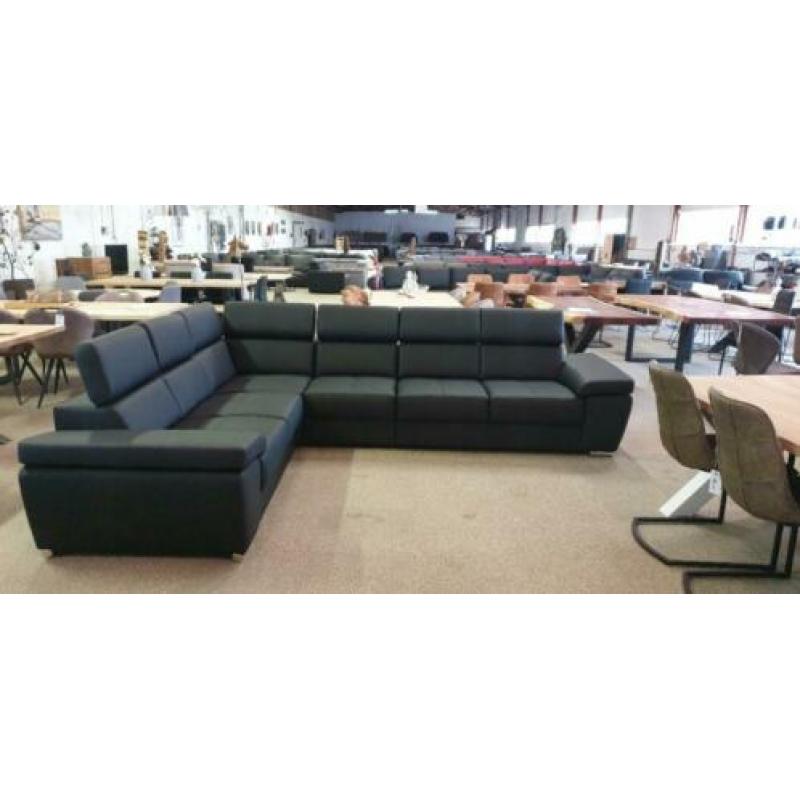 nr436 modern zwart leder design hoekbank