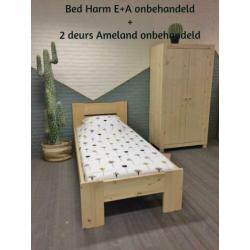 Blankhouten eenpersoonsbed Harm E+A 90x200/210/220 cm