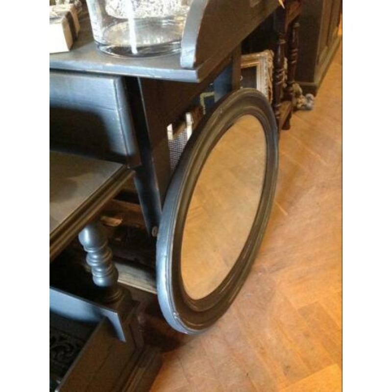 Antieke spiegel, vintage facet geslepen spiegel ovaal VdlM