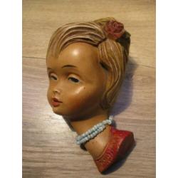 Vintage hoofd wandhoofd meisje