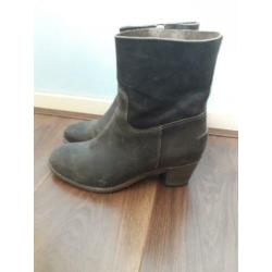 Shabbies super toffe heel donkerbruine laarsjes rits 40