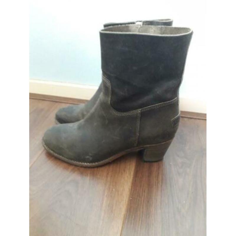 Shabbies super toffe heel donkerbruine laarsjes rits 40