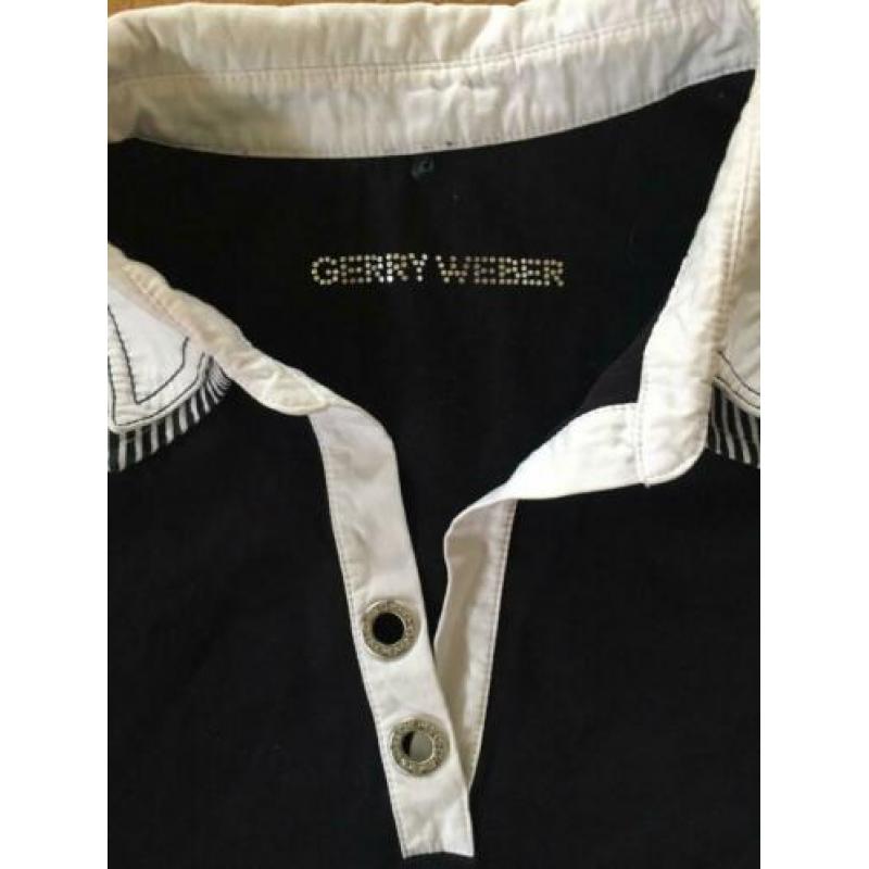 Zwart Gerry Weber shirt maat 42 witte kraag en manchetten