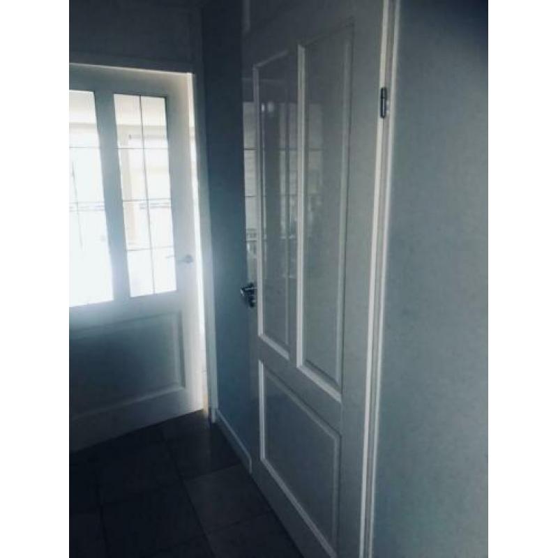 Binnendeur opdek met glas in lood en wc deur