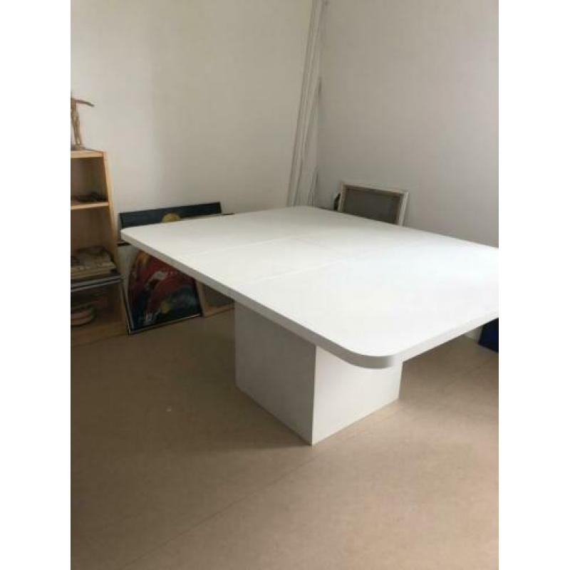 Witte tafel: vierkant 120/120 te verlengen naar 160