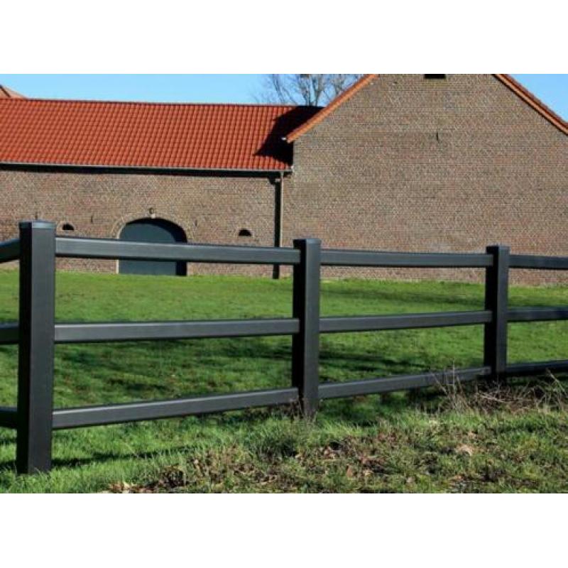 8. Kunststof omheining zwart, hekwerk rijbak, weiland