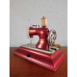 Vintage mini naaimachine uit de jaren 50, kinderspeelgoed!