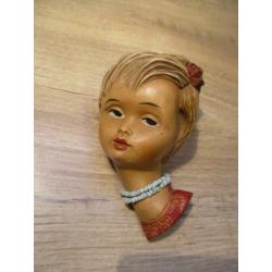 Vintage hoofd wandhoofd meisje