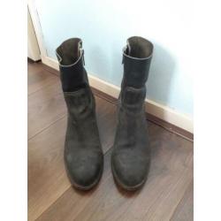 Shabbies super toffe heel donkerbruine laarsjes rits 40