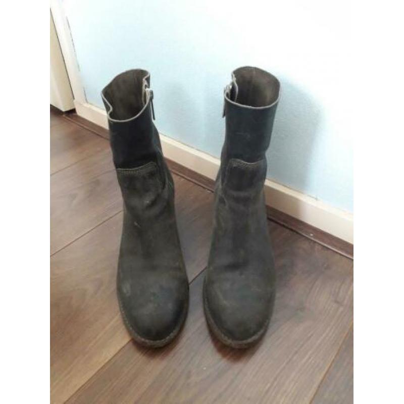 Shabbies super toffe heel donkerbruine laarsjes rits 40