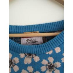 Trui 4ff 4 funky flavours L bloemen blauw Buenos Aires