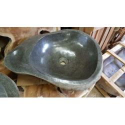 Riviersteen badkamer waskom wasbak oval of rond afvoergat ..