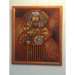 B Mooi schilderij in mexicaanse stijl van B.Long gesigneerd