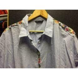 Striped bloem blouse, maat: l/xl