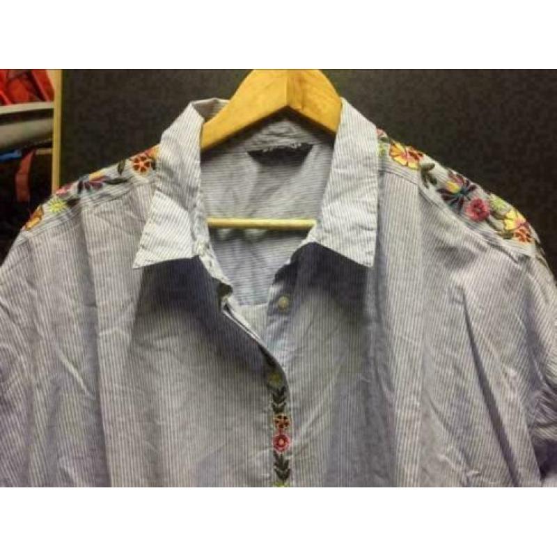 Striped bloem blouse, maat: l/xl