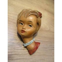 Vintage hoofd wandhoofd meisje