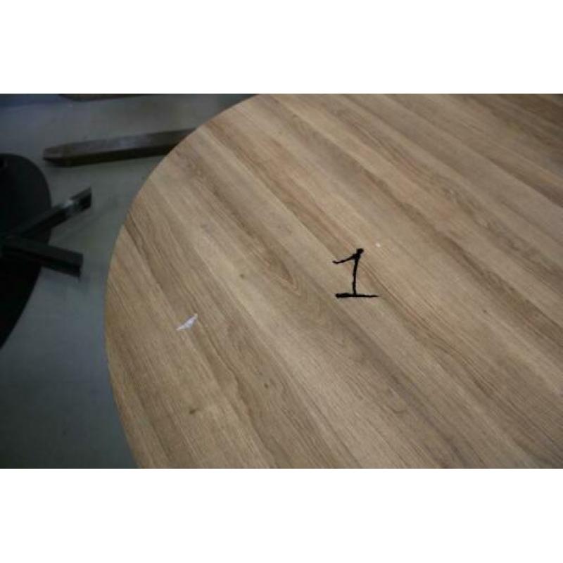 4 x ronde eettafel houtlook metaal 120 cm industrieel