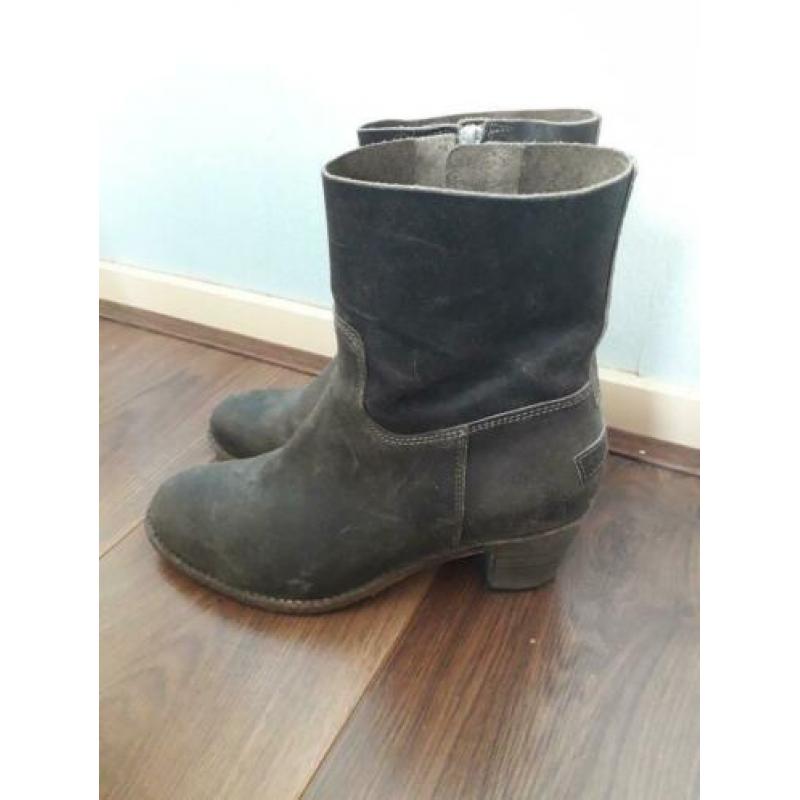 Shabbies super toffe heel donkerbruine laarsjes rits 40