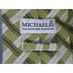 Michaelis zijden stropdas olijfgroen in nieuwstaat.