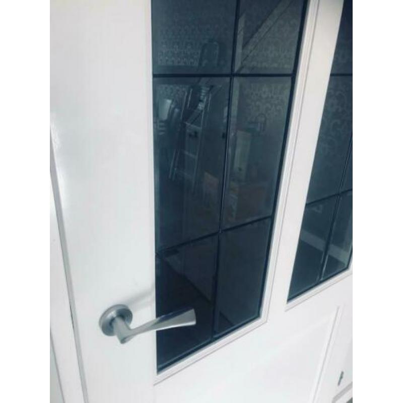 Binnendeur opdek met glas in lood en wc deur
