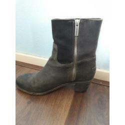Shabbies super toffe heel donkerbruine laarsjes rits 40