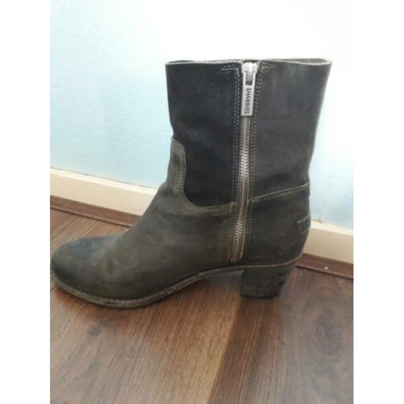 Shabbies super toffe heel donkerbruine laarsjes rits 40