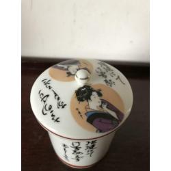 Nippon Chinees porselein dekselkom Chinese 11 cm