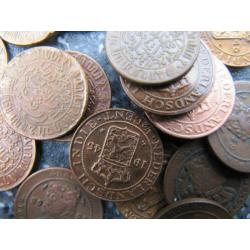 Munten van Ned. Indië ½- en 5-cent stukken