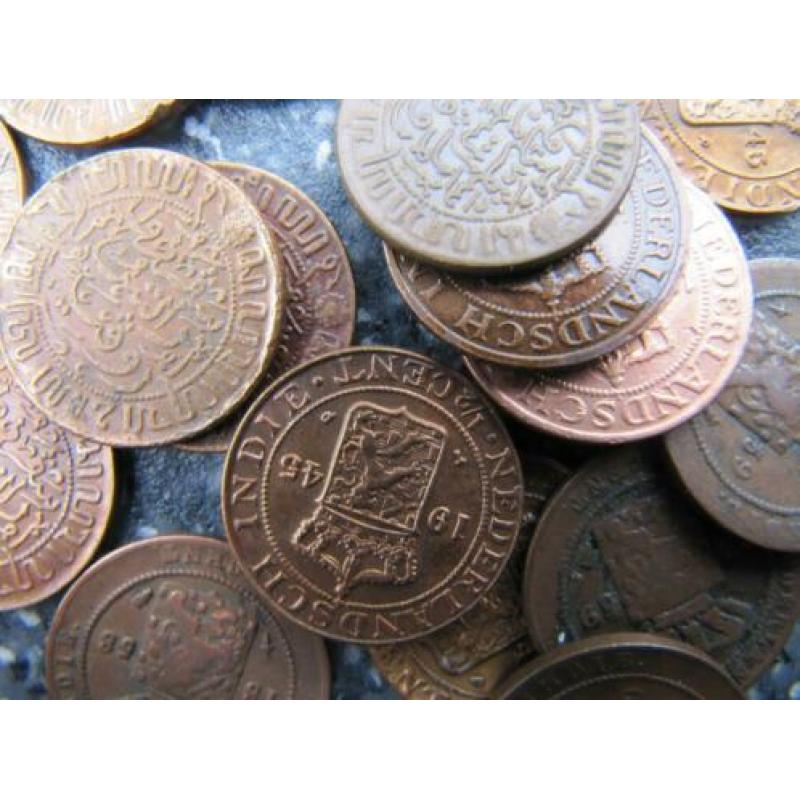 Munten van Ned. Indië ½- en 5-cent stukken