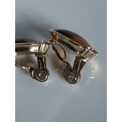 Monet vintage clips oorbellen goudkleurig strass cabochon