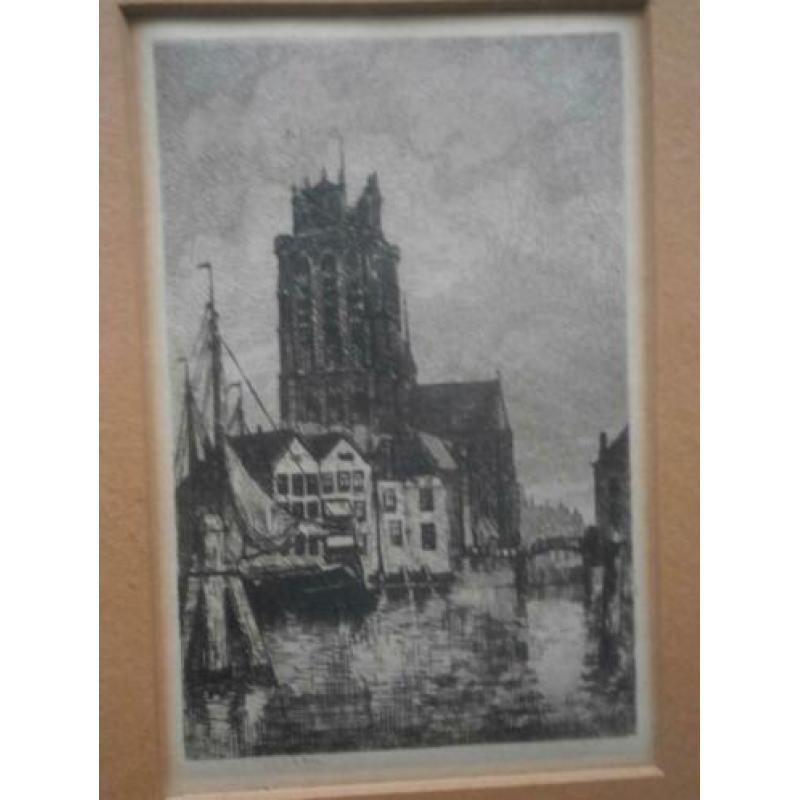 DORDRECHT, Mooi klein etsje, Kerk en Haven, OP MATTHES