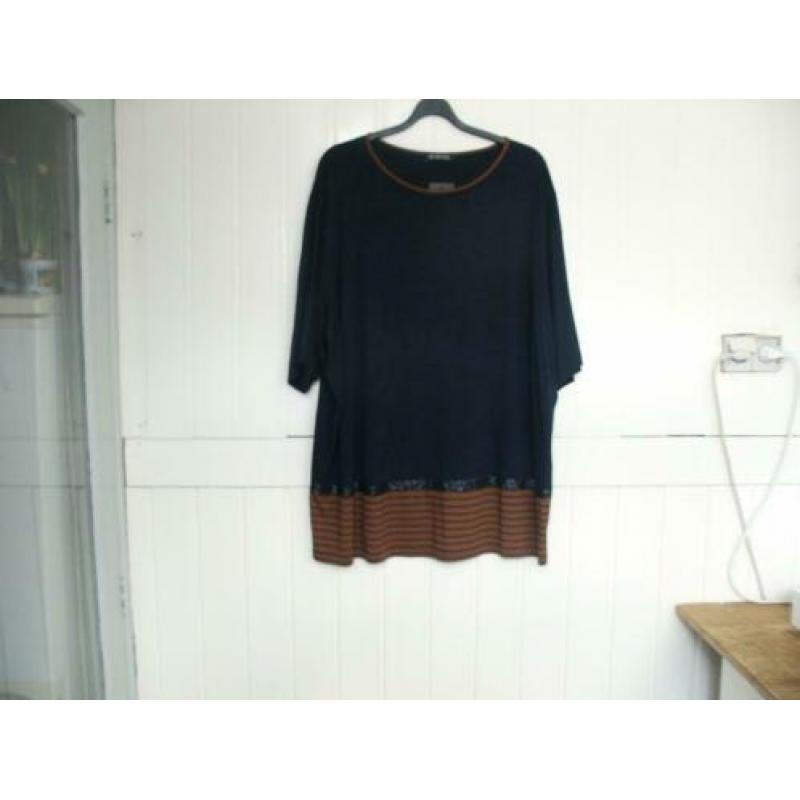 Blauw/bruin shirt Verpass met kraaltjes maat 54 nieuw!
