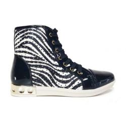 Schoenen partij zwarte GOFC hoge sneakers met zebra print