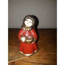Bozner Thun engel rode jurk en gouden vleugels, 11 cm