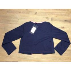 Nieuw vestje LoFff blauw met roze bies meisje merk 110/116