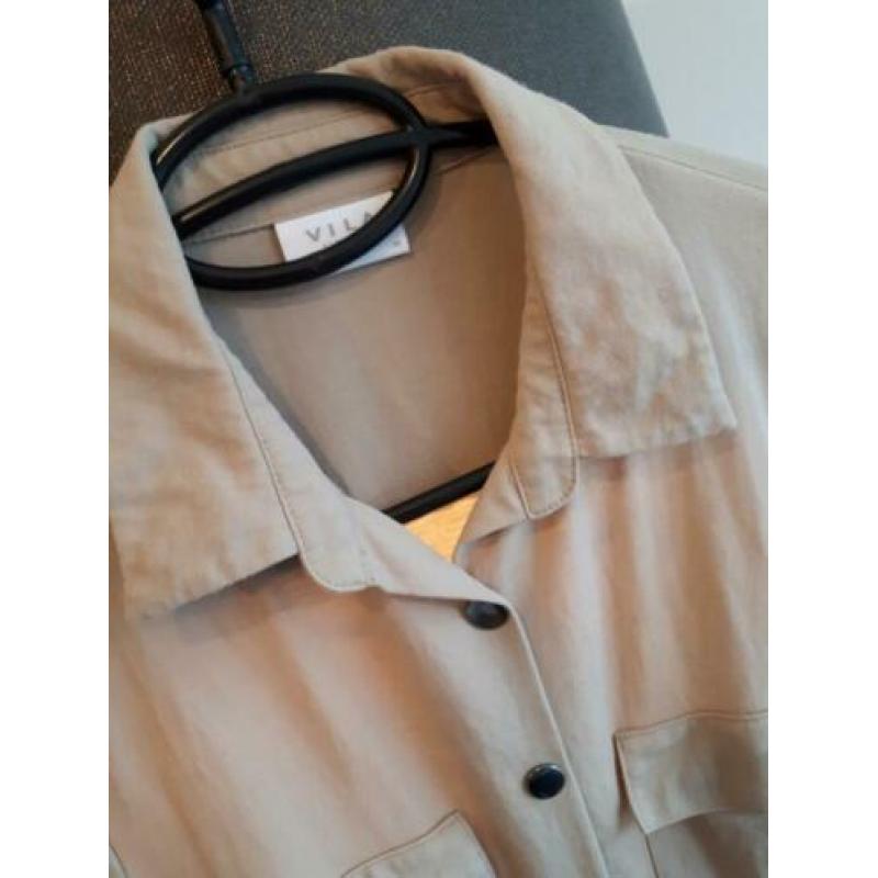Hele Mooie Jurk Beige Vila met drukknoopjes Maat S 36