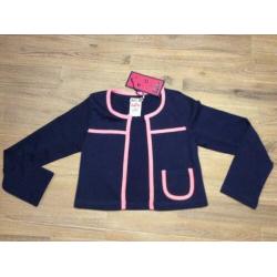 Nieuw vestje LoFff blauw met roze bies meisje merk 110/116