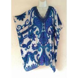 Nieuwe Geweldige Blauwe/Witte DRESSKINI Kaftan Mt 2- 46/50