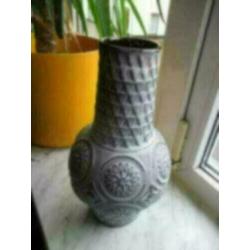 west Germany keramiek vaas grijs 30 cm retro jaren 70 design