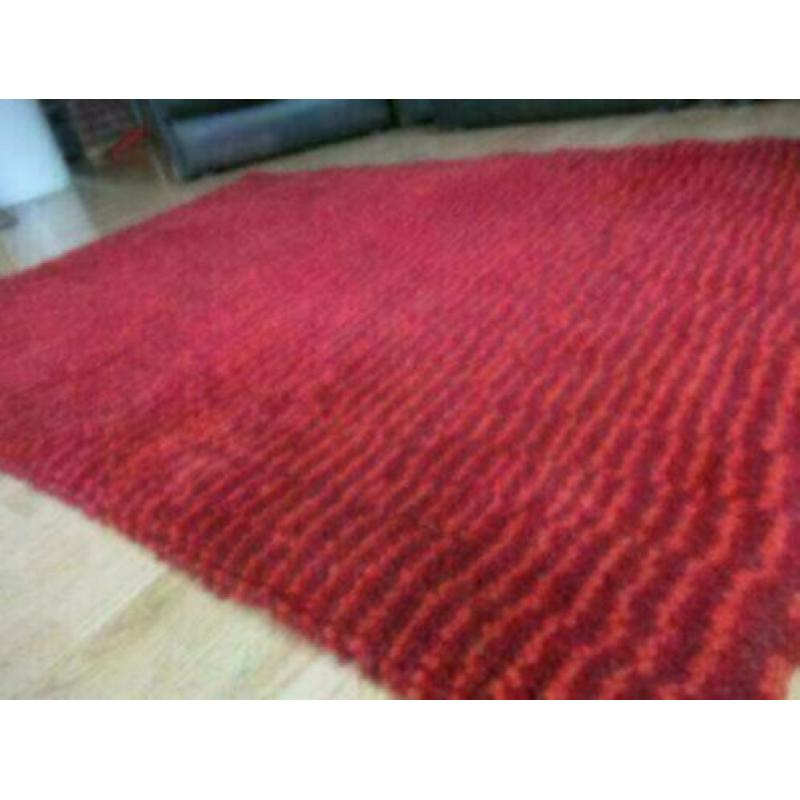 vloerkleed wol rood paars gemeleerd design jaren 70 retro