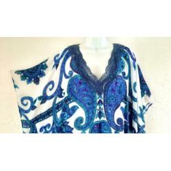 Nieuwe Geweldige Blauwe/Witte DRESSKINI Kaftan Mt 2- 46/50