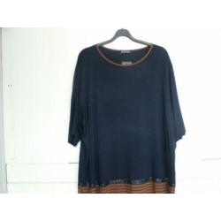 Blauw/bruin shirt Verpass met kraaltjes maat 54 nieuw!