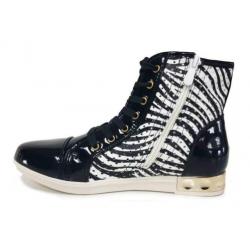 Schoenen partij zwarte GOFC hoge sneakers met zebra print