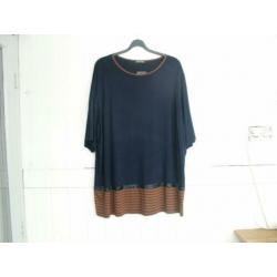Blauw/bruin shirt Verpass met kraaltjes maat 54 nieuw!