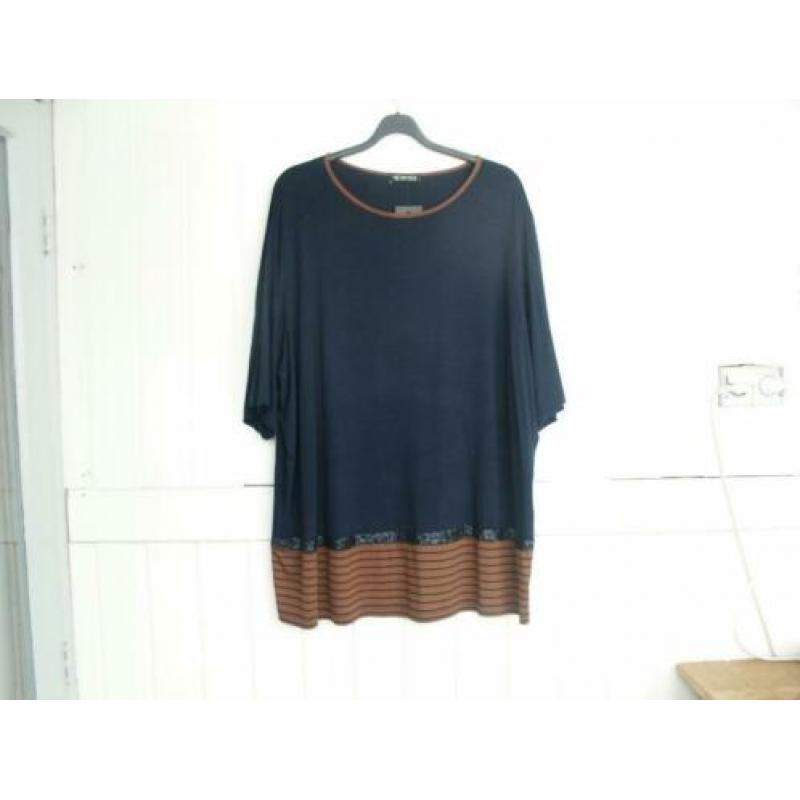 Blauw/bruin shirt Verpass met kraaltjes maat 54 nieuw!