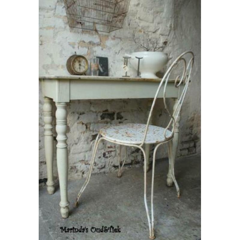 brocante oude Franse tuinstoel / stoeltje / ijzeren stoel