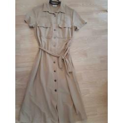 Hele Mooie Jurk Beige Vila met drukknoopjes Maat S 36