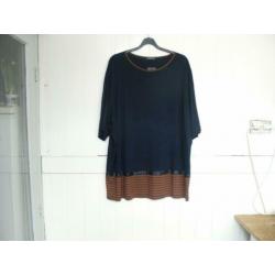 Blauw/bruin shirt Verpass met kraaltjes maat 54 nieuw!