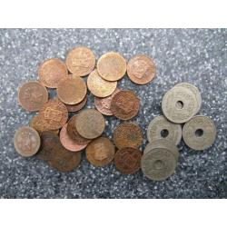 Munten van Ned. Indië ½- en 5-cent stukken
